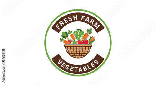 Fresh Vegetables in Basket Logo Design.