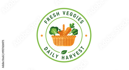 Fresh Vegetables Logo with Basket.
