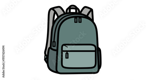 Gray Backpack with Pockets and Straps.