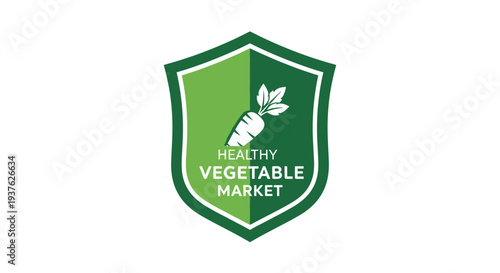 Green Shield Logo with Carrot Illustration.