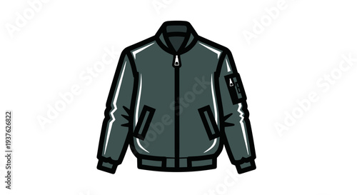 Illustration of a green bomber jacket.