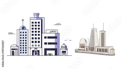 city skyline with city