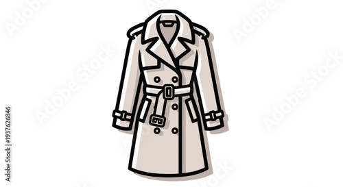 Illustration of a Trench Coat with Belt 1.