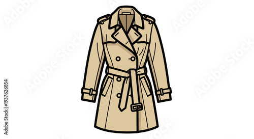 Illustration of a Trench Coat with Belt.