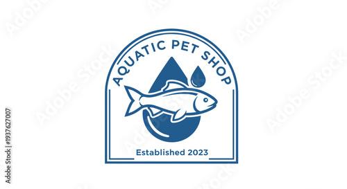 Logo with Fish and Water Droplet.