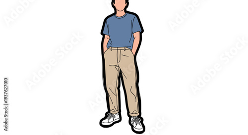 Man Standing with Hands in Pockets.