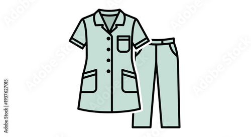 Medical Scrubs Uniform Illustration Simple Design.