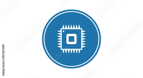 Microchip Icon in Blue Circle.