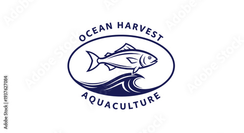 Ocean Harvest Aquaculture Fish Logo Design.