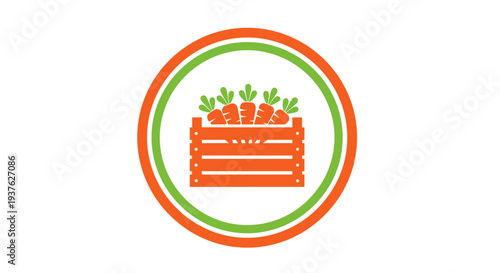 Orange Carrots in Crate Icon Design.
