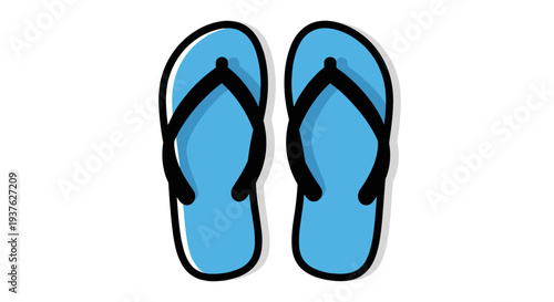Pair of Blue Flip Flops Illustration.