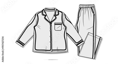 Pajama Set with Shirt and Trousers.