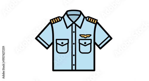 Pale Blue Short Sleeve Pilot Shirt Uniform.