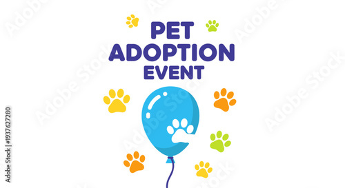 Pet Adoption Event Balloon with Paw Print.