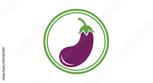 Purple Eggplant Icon in Green Circle.