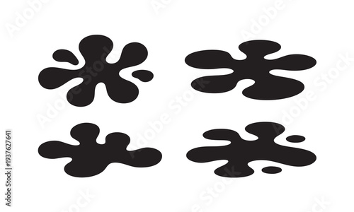 Liquid paint splatter and water splash silhouette collection