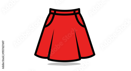 Red Cartoon Skirt Illustration Isolated White.