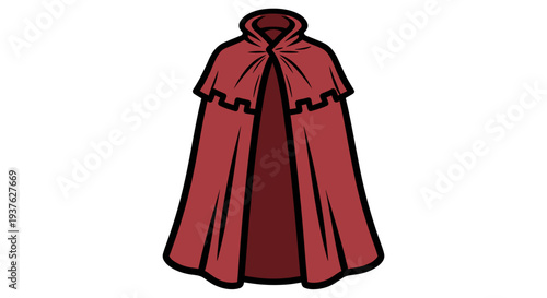 Red Cloak with Hood and Trim.