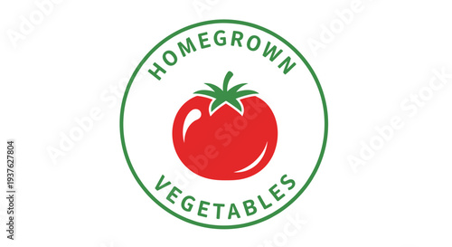 Red Tomato Logo with Green Leaves.