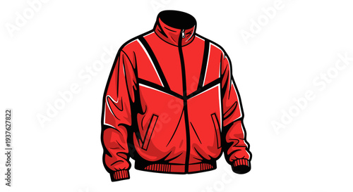 Red Windbreaker Jacket with Black Accents.