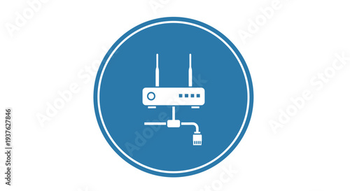 Router Icon in Blue Circle.