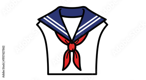 Sailor Collar Shirt with Red Necktie.