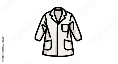 Simple Black and White Lab Coat Illustration 1.