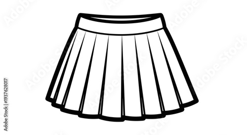 Simple Black and White Pleated Skirt Illustration.