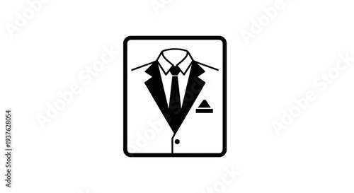 Simple Black and White Suit Illustration.