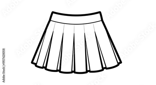 Simple Black and White Tennis Skirt Illustration.