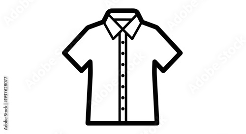 Simple Black Outline of Short Sleeve Shirt.