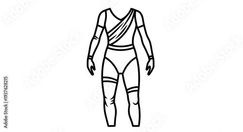 Simple Line Drawing of a Wrestler.