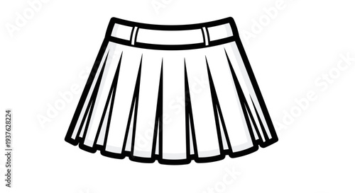 Simple Line Drawing of a Tennis Skirt.