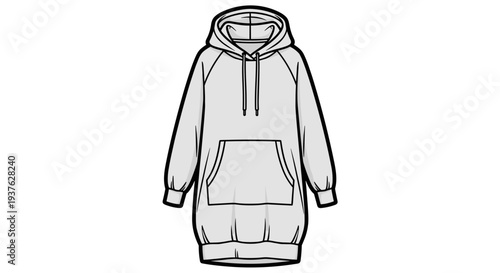 Simple Line Drawing of Hooded Sweatshirt 1.