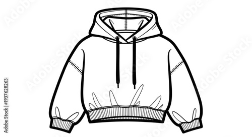 Simple Line Drawing of Hooded Sweatshirt.