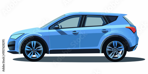 A flat vector illustration of a light blue crossover suv vehicle