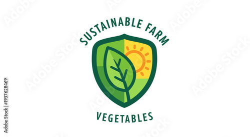 Sustainable Farm Vegetables Green Leaf Logo.