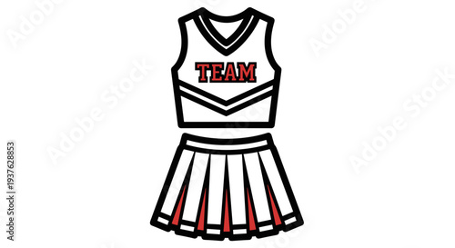 White Cheerleader Uniform with Red Accents.