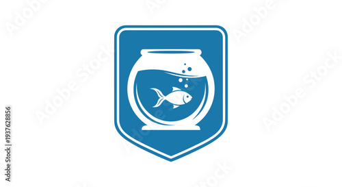 White Fish Swimming in Fishbowl Icon.