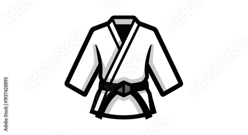 White Karate Gi with Black Belt.