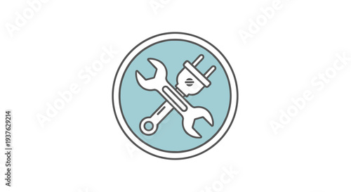 Wrench and Pliers Crossed Inside Circle.