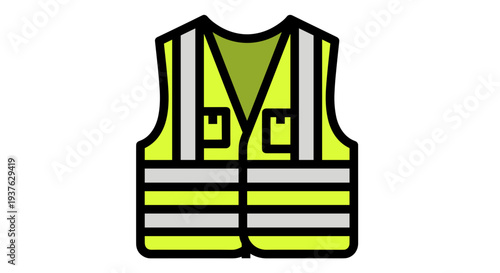 Yellow Reflective Safety Vest Illustration.