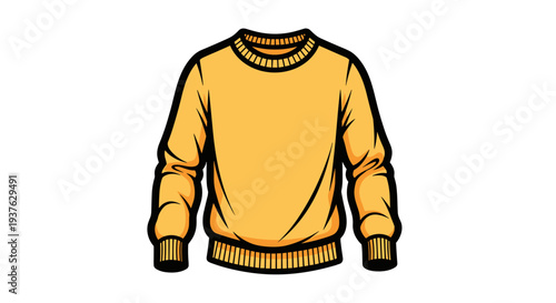 Yellow Sweater with Crew Neck Design.