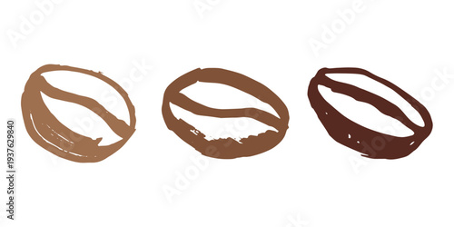 Set of hand drawn fresh roasted coffee bean Arabica robusta seed doodle Single element for design print packaging label decor