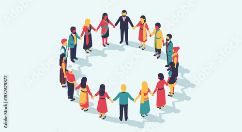 Celebrate Diversity Month People Standing Together Unity Concept Vector