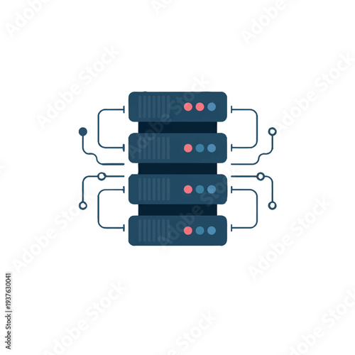Modern server stack with colorful indicator lights and sleek connections