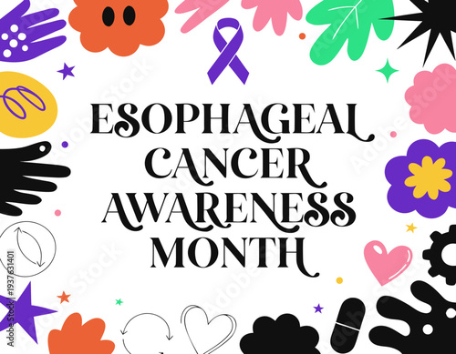 Esophageal Cancer Awareness Month Vector, Cancer Prevention and Health Concept