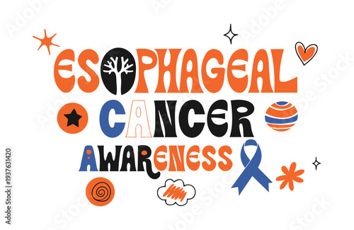ESOPHAGEAL CANCER AWARENESS MONTH vector illustration isolated on white background