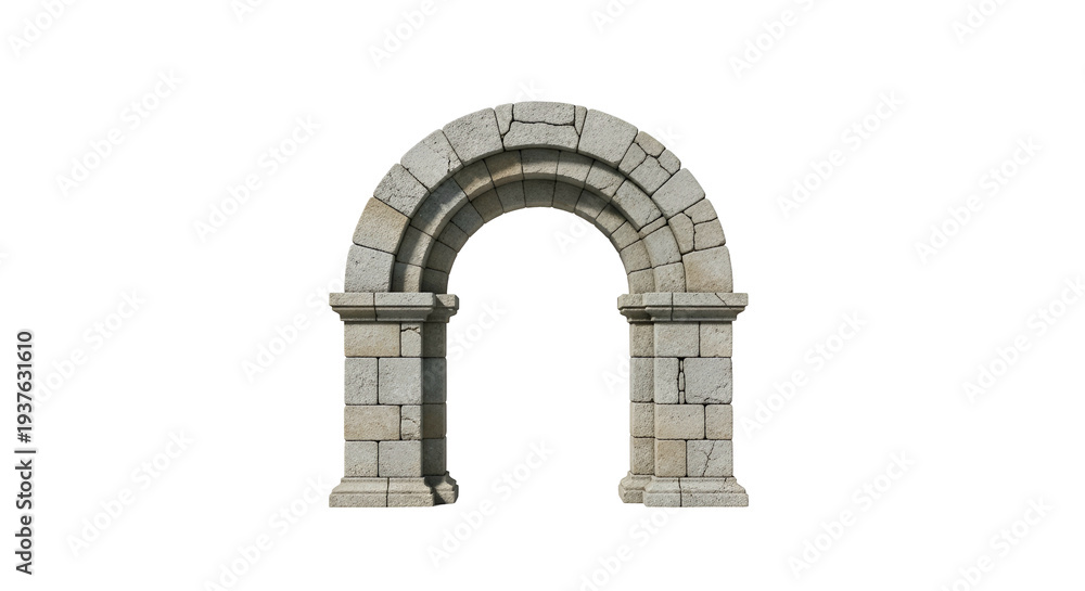 Fototapeta premium Ancient Stone Archway Structure Isolated.