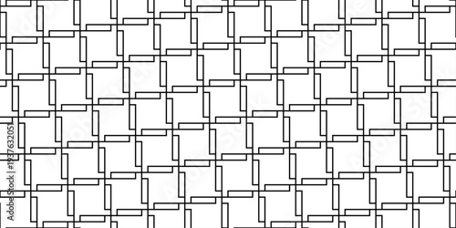 Modern Seamless Geometric Interlocking Step Pattern. Abstract Vector Linear Maze Background for Minimalist Architecture Decor, Tech Branding, and Creative Visual Illusion Design.